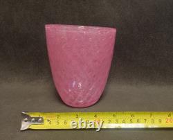 Pink Art Glass Vase Controlled Bubble Vintage Retro Decor