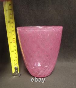 Pink Art Glass Vase Controlled Bubble Vintage Retro Decor
