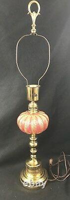 Pink Barovier & Toso Lamp Cordonato dOro Brass Hollywood Regency