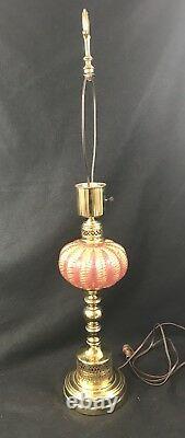 Pink Barovier & Toso Lamp Cordonato dOro Brass Hollywood Regency