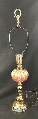 Pink Barovier & Toso Lamp Cordonato dOro Brass Hollywood Regency