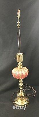 Pink Barovier & Toso Lamp Cordonato dOro Brass Hollywood Regency