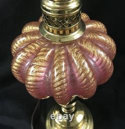 Pink Barovier & Toso Lamp Cordonato dOro Brass Hollywood Regency