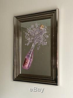 Pink Champagne Bottle 3D glitter crystal art mirror picture mirrored glass