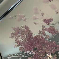 Pink Champagne glass 3D glitter crystal art mirror picture mirrored glass