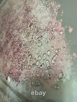 Pink Cherry Blossom Tree Liquid Art Picture Glass Silver frame 114cm x 74cm