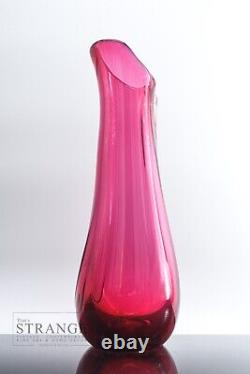 Pink & Clear Studio Art Glass Vase/Decanter Large Art Glass Vessel in Pink