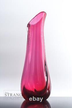 Pink & Clear Studio Art Glass Vase/Decanter Large Art Glass Vessel in Pink