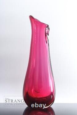 Pink & Clear Studio Art Glass Vase/Decanter Large Art Glass Vessel in Pink