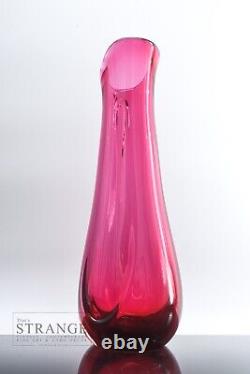 Pink & Clear Studio Art Glass Vase/Decanter Large Art Glass Vessel in Pink