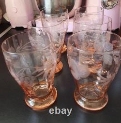 Pink Depression Art Deco Set Vintage Rare