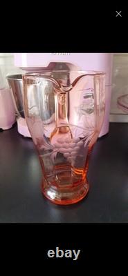 Pink Depression Art Deco Set Vintage Rare