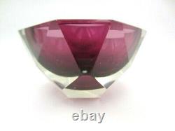 Pink Flavio Poli Murano Sommerso faceted art glass sculptural bowl