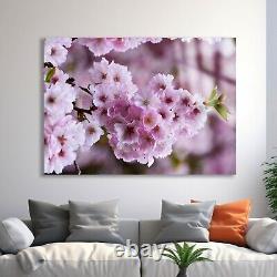 Pink Flowers Minimalist Art Print, Home Gift, Extra Large Wall Art, Glass Canvas