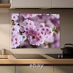 Pink Flowers Minimalist Art Print, Home Gift, Extra Large Wall Art, Glass Canvas