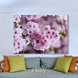 Pink Flowers Minimalist Art Print, Home Gift, Extra Large Wall Art, Glass Canvas