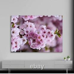 Pink Flowers Minimalist Art Print, Home Gift, Extra Large Wall Art, Glass Canvas