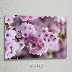 Pink Flowers Minimalist Art Print, Home Gift, Extra Large Wall Art, Glass Canvas