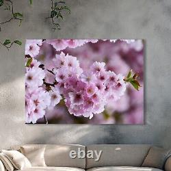 Pink Flowers Minimalist Art Print, Home Gift, Extra Large Wall Art, Glass Canvas