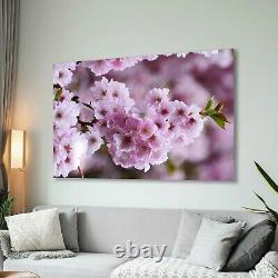 Pink Flowers Minimalist Art Print, Home Gift, Extra Large Wall Art, Glass Canvas