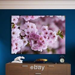Pink Flowers Minimalist Art Print, Home Gift, Extra Large Wall Art, Glass Canvas