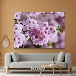 Pink Flowers Minimalist Art Print, Home Gift, Extra Large Wall Art, Glass Canvas