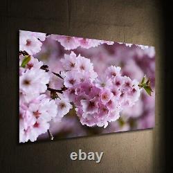 Pink Flowers Minimalist Art Print, Home Gift, Extra Large Wall Art, Glass Canvas