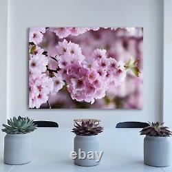Pink Flowers Minimalist Art Print, Home Gift, Extra Large Wall Art, Glass Canvas