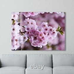Pink Flowers Minimalist Art Print, Home Gift, Extra Large Wall Art, Glass Canvas