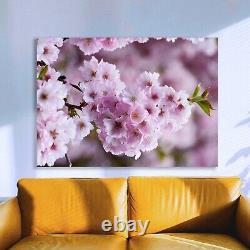 Pink Flowers Minimalist Art Print, Home Gift, Extra Large Wall Art, Glass Canvas