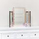 Pink Glass Art Deco Rectangle Triple Mirror dressing table mirror 74cm x 55cm