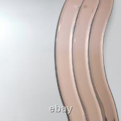 Pink Glass Art Deco Wavy Wall Mirror 80cm x 60cm