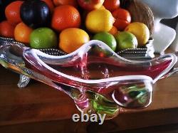 Pink Glass Bowl Mid Century Art Glassware Interior Design Bowl