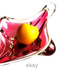 Pink Glass Bowl Mid Century Art Glassware Interior Design Bowl