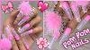 Pink Glitter Glass W Removable Pompom Press On Nails Design
