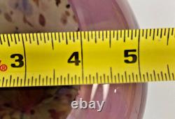 Pink Green Vase Art Glass Cased Round Bowl Vase Multicolored 6 Inch Painted Red