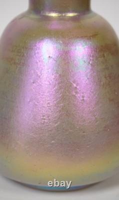 Pink Iridescent Cypriote Art Glass Vase, Unsigned. First half of 20th century