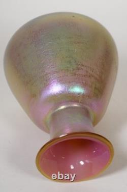 Pink Iridescent Cypriote Art Glass Vase, Unsigned. First half of 20th century
