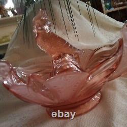 Pink Kakadu or Cockatoo Flower Frog Figurine in Brockwitz Float Bowl Depression