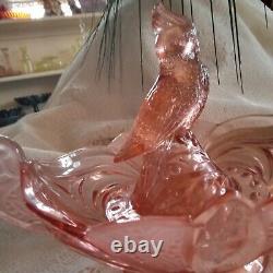 Pink Kakadu or Cockatoo Flower Frog Figurine in Brockwitz Float Bowl Depression