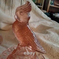 Pink Kakadu or Cockatoo Flower Frog Figurine in Brockwitz Float Bowl Depression