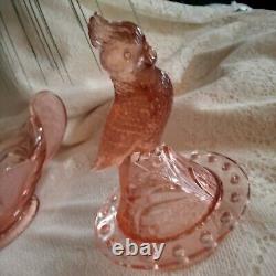 Pink Kakadu or Cockatoo Flower Frog Figurine in Brockwitz Float Bowl Depression