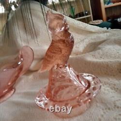 Pink Kakadu or Cockatoo Flower Frog Figurine in Brockwitz Float Bowl Depression