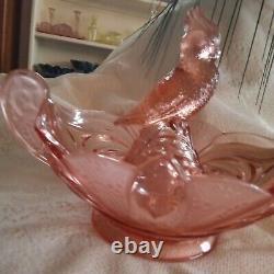 Pink Kakadu or Cockatoo Flower Frog Figurine in Brockwitz Float Bowl Depression