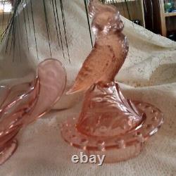 Pink Kakadu or Cockatoo Flower Frog Figurine in Brockwitz Float Bowl Depression