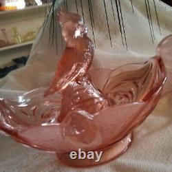 Pink Kakadu or Cockatoo Flower Frog Figurine in Brockwitz Float Bowl Depression
