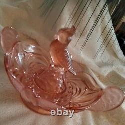 Pink Kakadu or Cockatoo Flower Frog Figurine in Brockwitz Float Bowl Depression