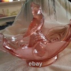 Pink Kakadu or Cockatoo Flower Frog Figurine in Brockwitz Float Bowl Depression