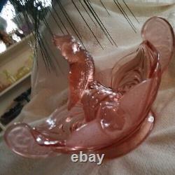 Pink Kakadu or Cockatoo Flower Frog Figurine in Brockwitz Float Bowl Depression