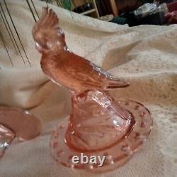 Pink Kakadu or Cockatoo Flower Frog Figurine in Brockwitz Float Bowl Depression